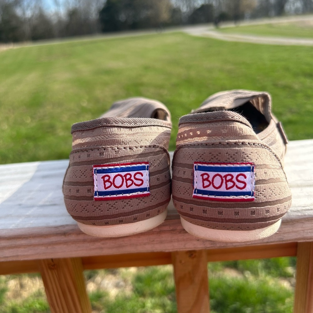 Bobs By Skechers Women Sz 9 M Brown Nude  Flat Fabric Shoes Comfort Shoe - Picture 4 of 11